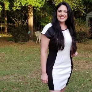 Black and white color block dress